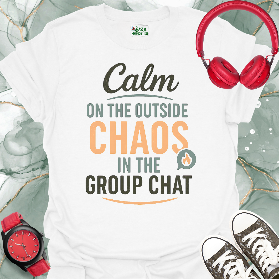 Calm on the inside chaos in the group chat T-shirt