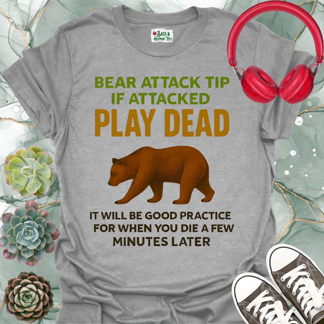 Bear Attack Tip Softstyle T-Shirt - Play Dead Design