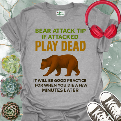 Bear Attack Tip Softstyle T-Shirt - Play Dead Design