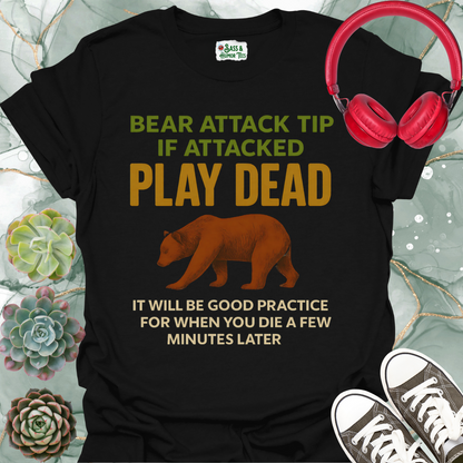 Bear Attack Tip Softstyle T-Shirt - Play Dead Design