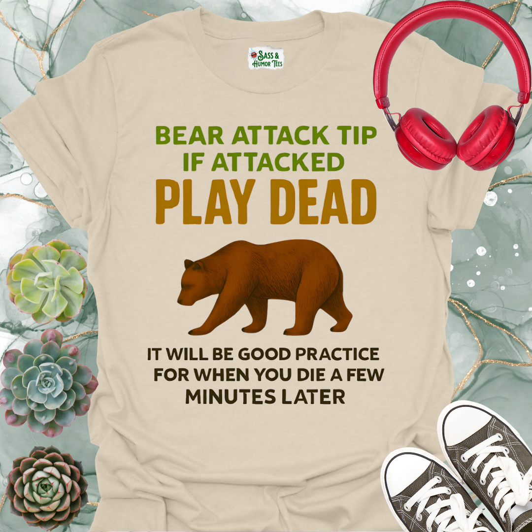 Bear Attack Tip Softstyle T-Shirt - Play Dead Design