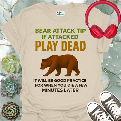 Bear Attack Tip Softstyle T-Shirt - Play Dead Design