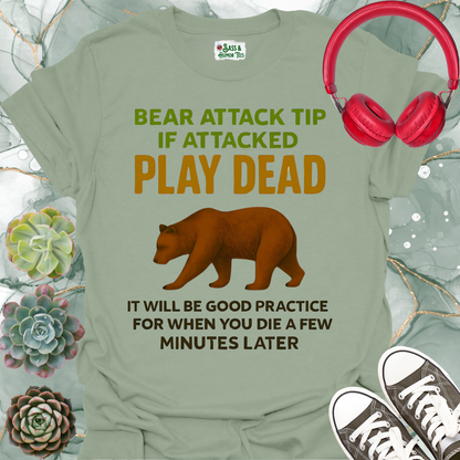 Bear Attack Tip Softstyle T-Shirt - Play Dead Design
