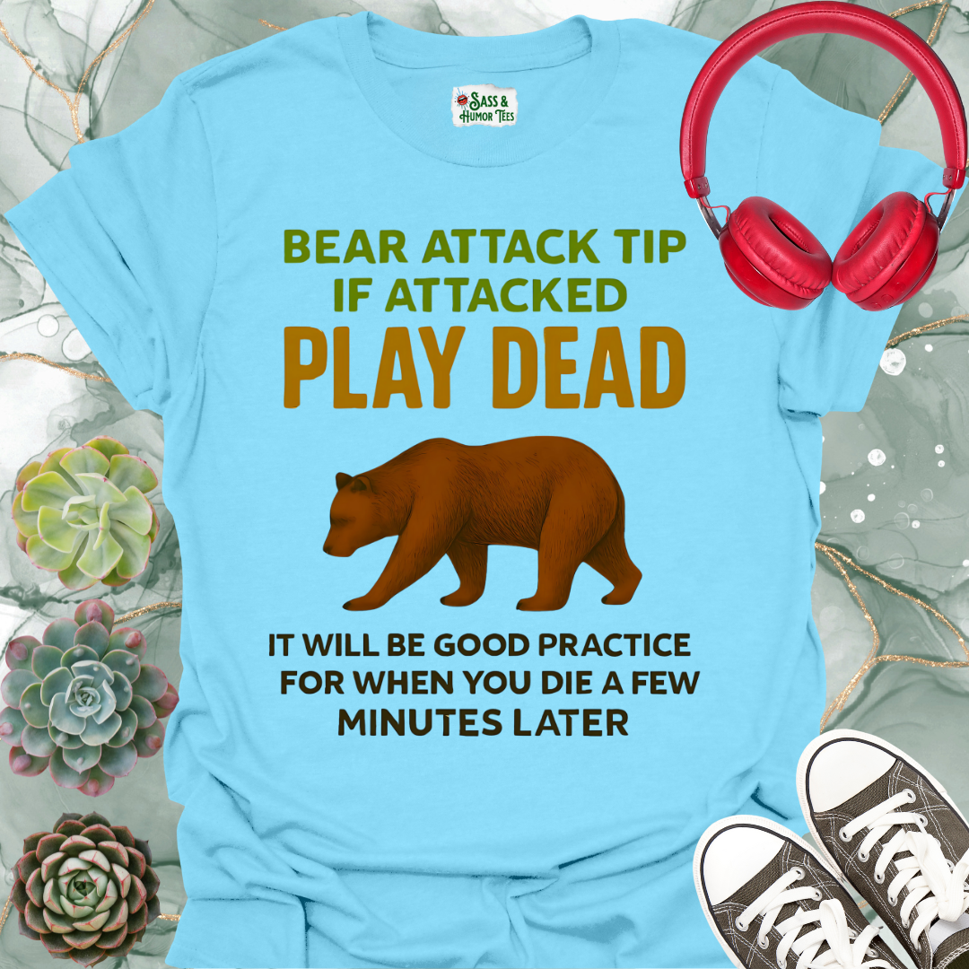 Bear Attack Tip Softstyle T-Shirt - Play Dead Design