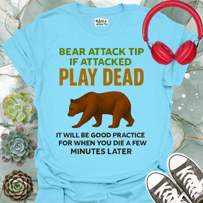 Bear Attack Tip Softstyle T-Shirt - Play Dead Design