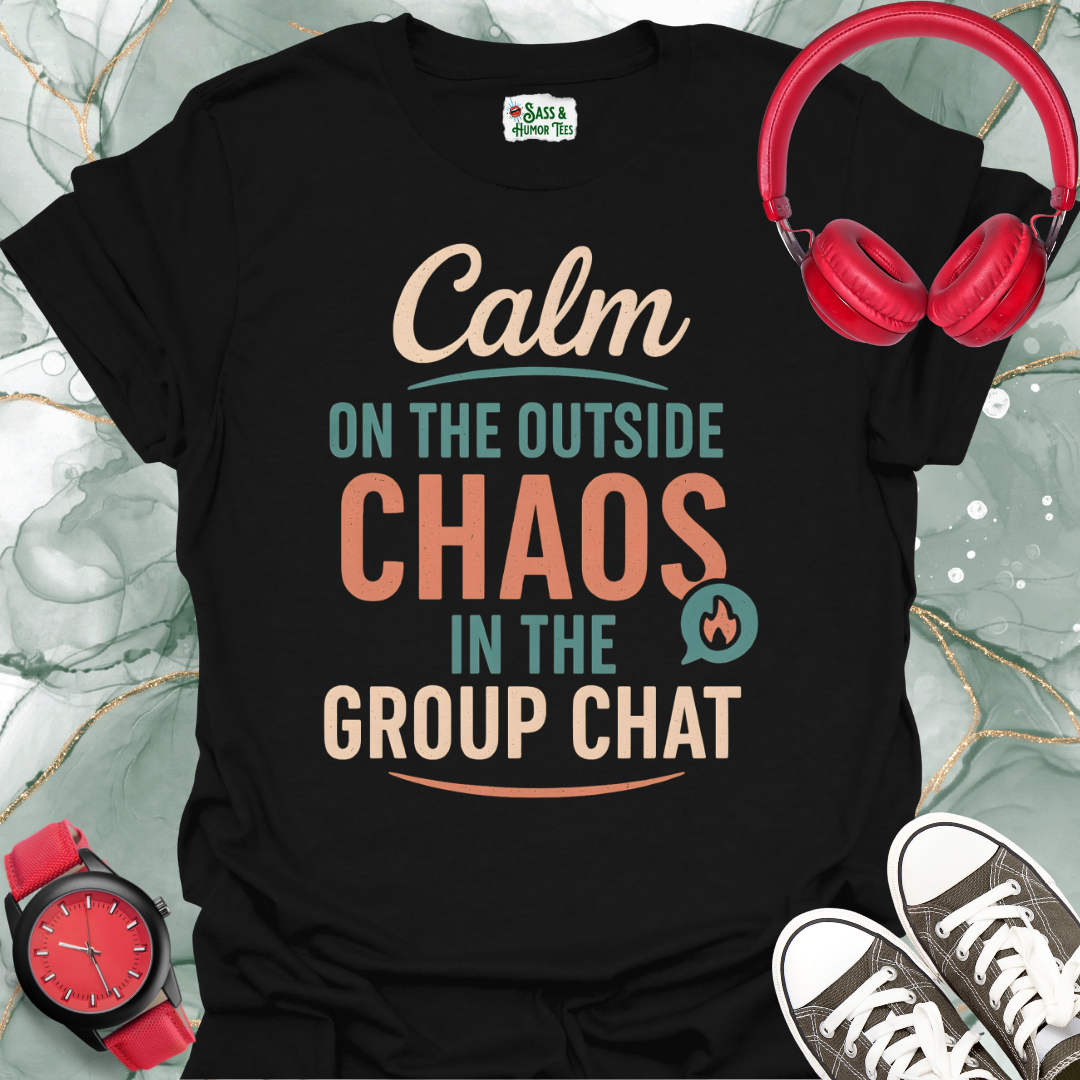 Calm on the inside chaos in the group chat T-shirt