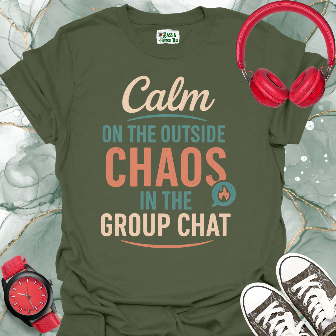 Calm on the inside chaos in the group chat T-shirt