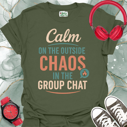 Calm on the inside chaos in the group chat T-shirt