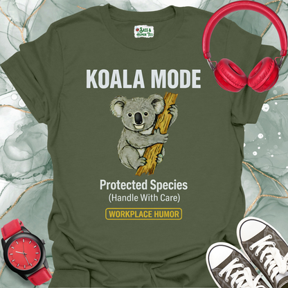 Koala Mode: Protected Species "Handle With Care" Workplace Humor Tee